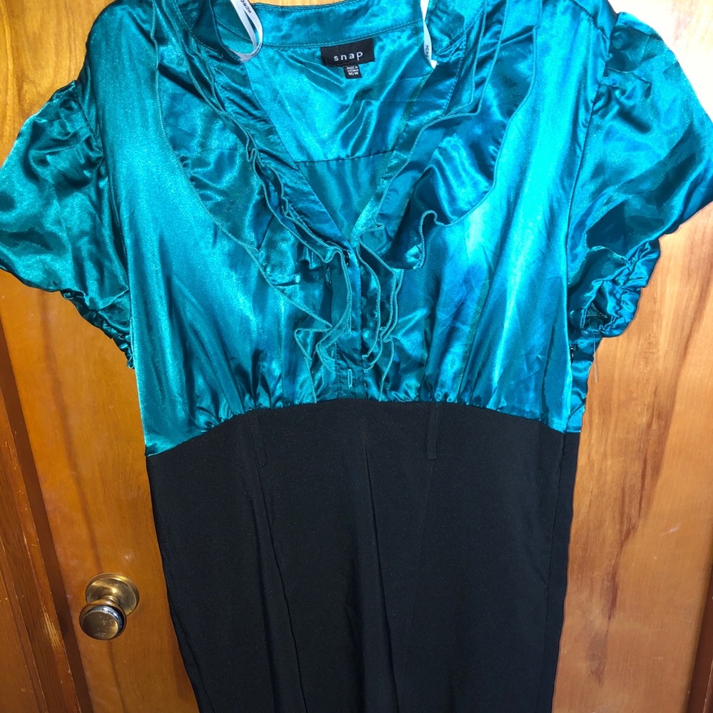 Black and Teal Pencil Skirt Dress